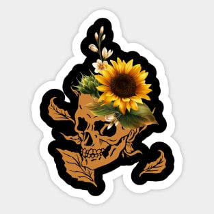 Skull With Sunflower Costume Gift Sticker